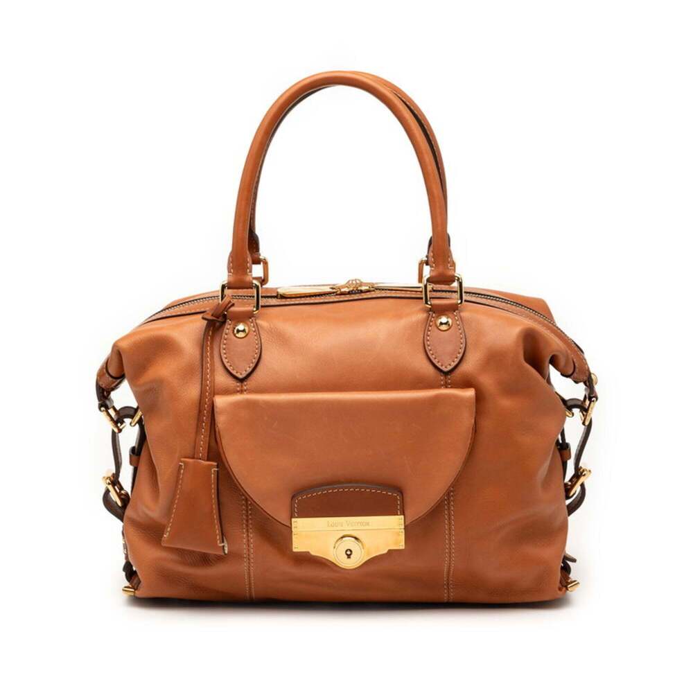 LOUIS VUITTON Authentic Brown Leather Boston Bag